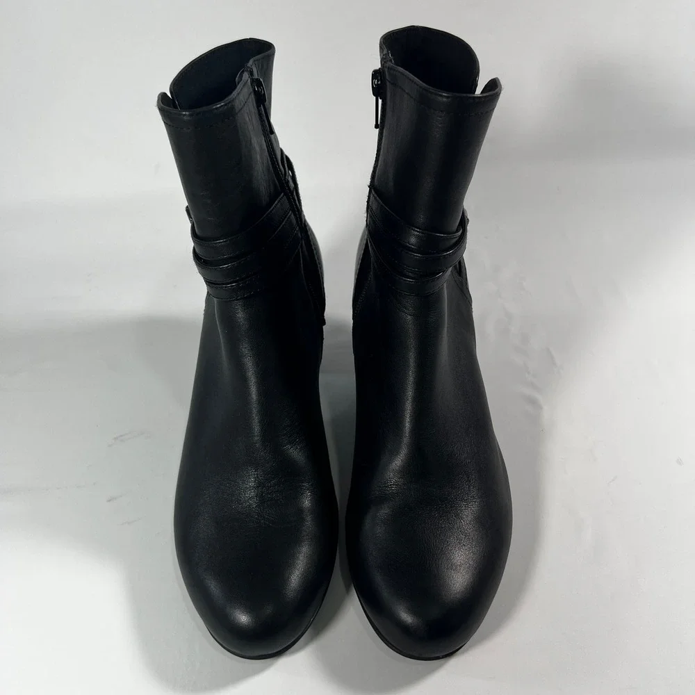 Umberto Raffini Natalia Ankle Boots Womens 40‎ Black Leather Buckle Kitten Heel